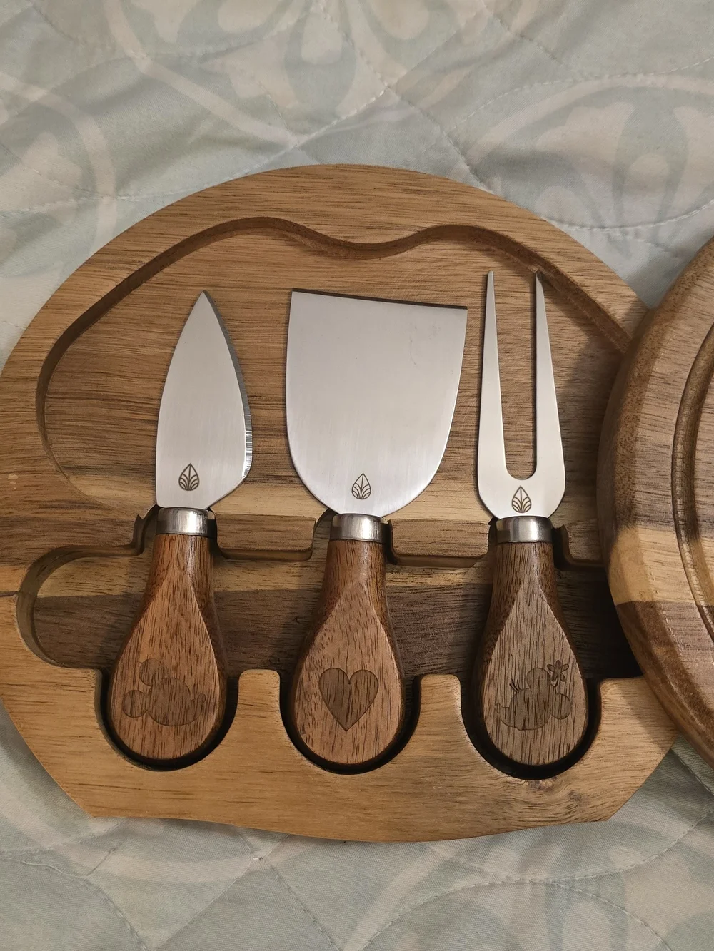 Disney 'Made for Each Other' Wooden Cheese Charcuterie Serving Board Brown